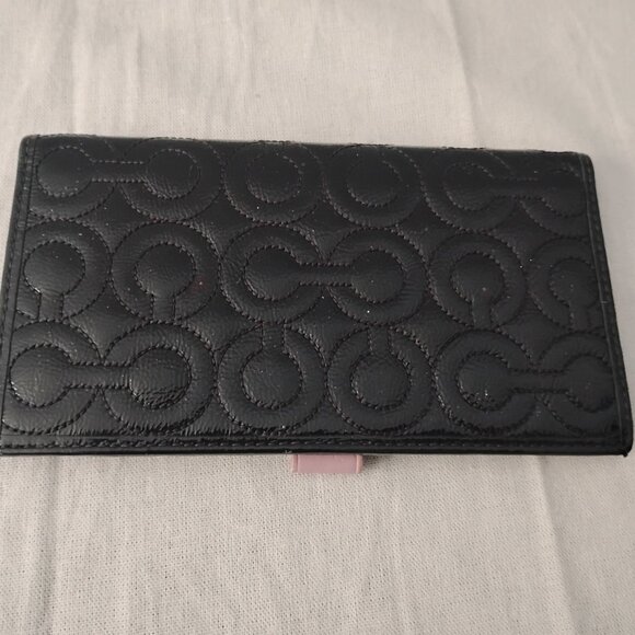 ❤️2 Piece COACH JULIA OP Black Logo Patent ID Clutch Wallet and Checkbook Cover - Picture 11 of 14